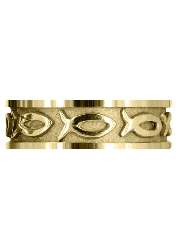 Yellow Gold Religious Mens Wedding Band | Sand Blast / High Polish Finish (Mark) Yellow Wedding Band FrostNYC 