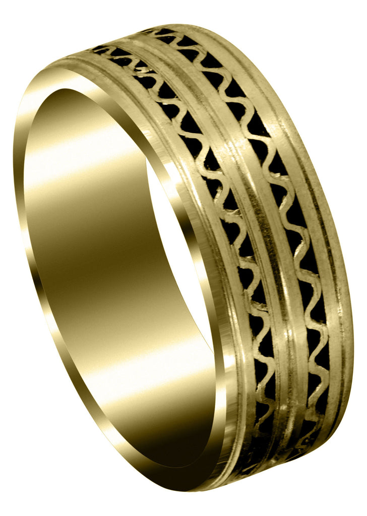 Yellow Gold Contemporary Mens Wedding Band | Satin Finish (Zayden) Yellow Wedding Band FrostNYC 