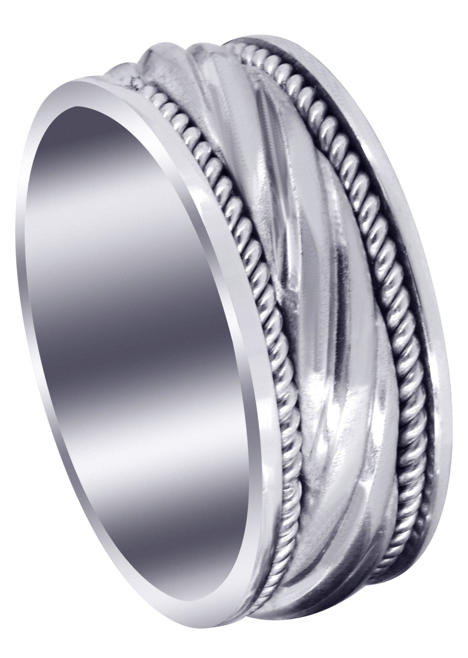 Hand Woven Unique Mens Wedding Band Satin Finish (Matteo)