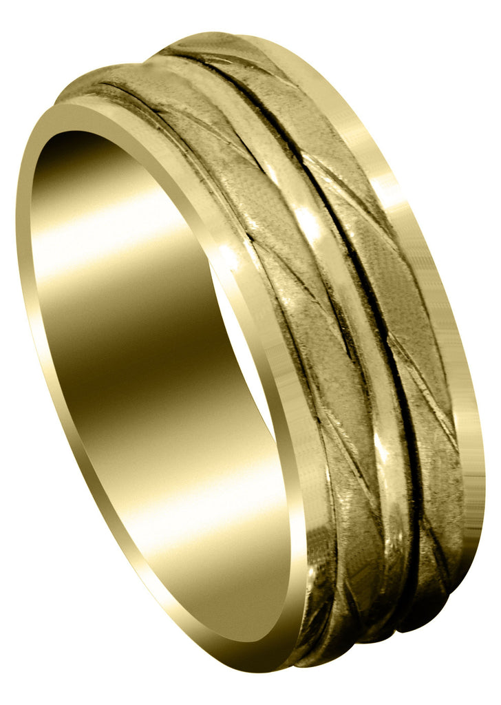 Yellow Gold Hand Woven Mens Wedding Band | Cross Satin Finish Yellow Wedding Band FrostNYC 