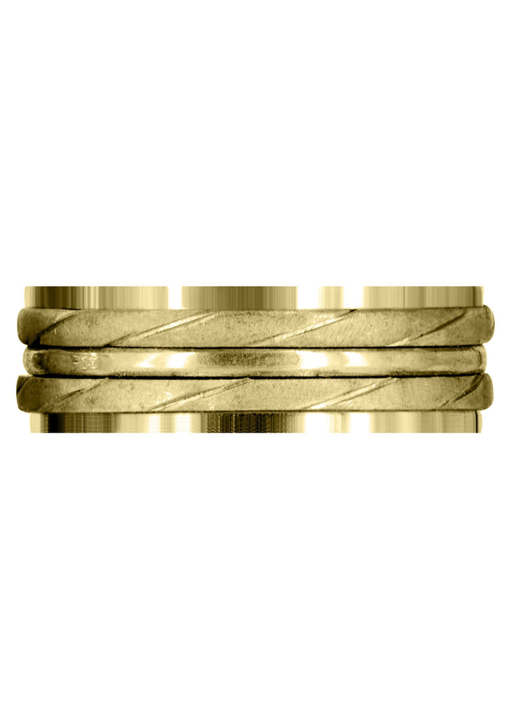 Yellow Gold Hand Woven Mens Wedding Band | Cross Satin Finish Yellow Wedding Band FrostNYC 