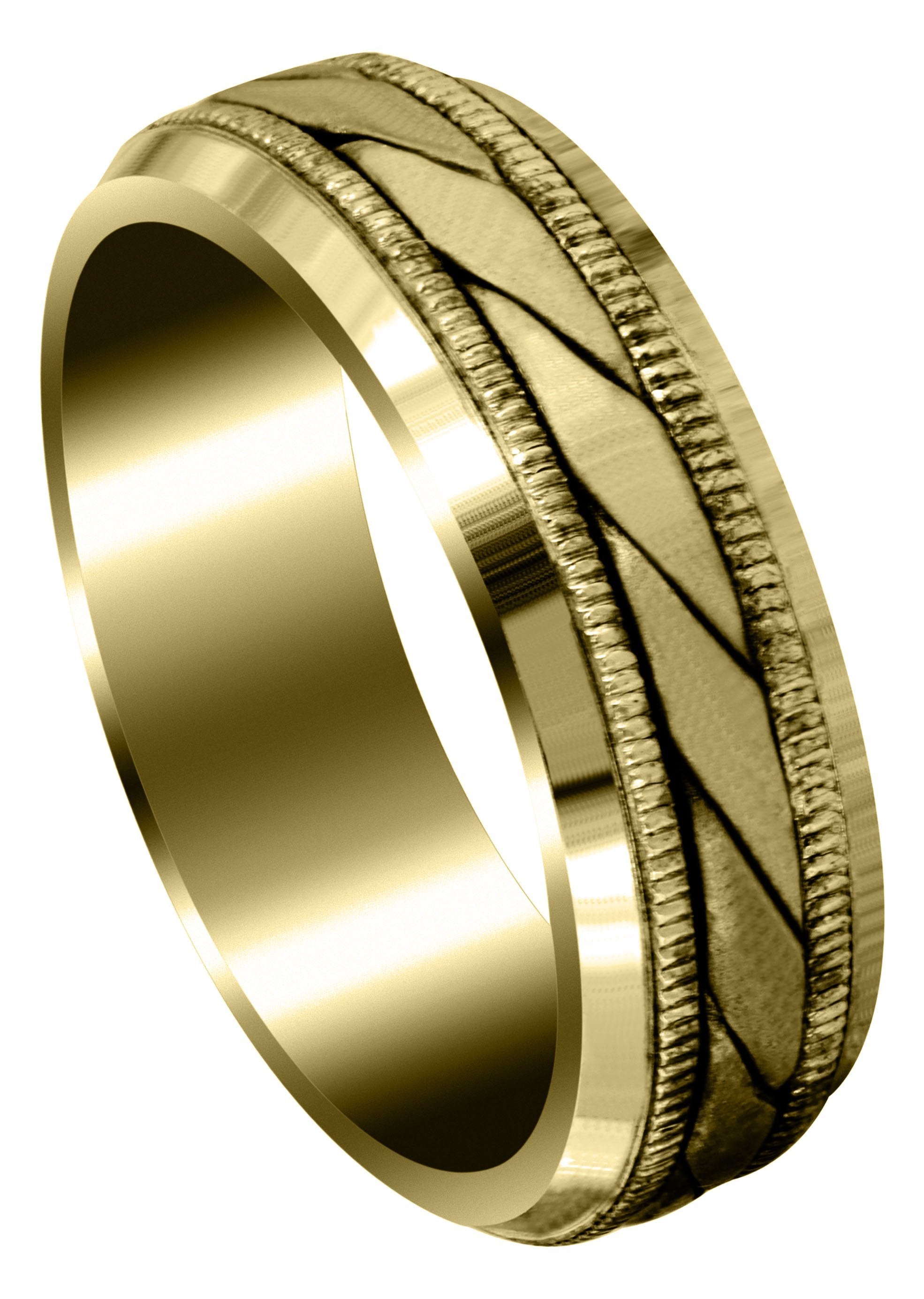 Yellow Gold Hand Woven Mens Wedding Band Cross Satin Finish (Tucker)