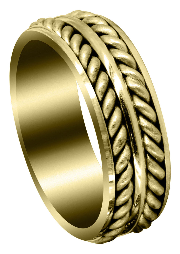 Yellow Gold Hand Woven Mens Engagement Ring | Cross Satin Finish (Erick) Yellow Wedding Band FROST NYC 