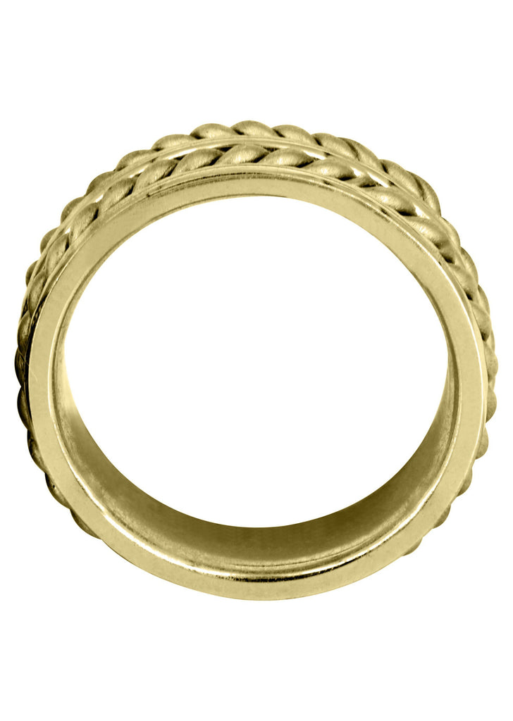 Yellow Gold Hand Woven Mens Engagement Ring | Cross Satin Finish (Erick) Yellow Wedding Band FROST NYC 