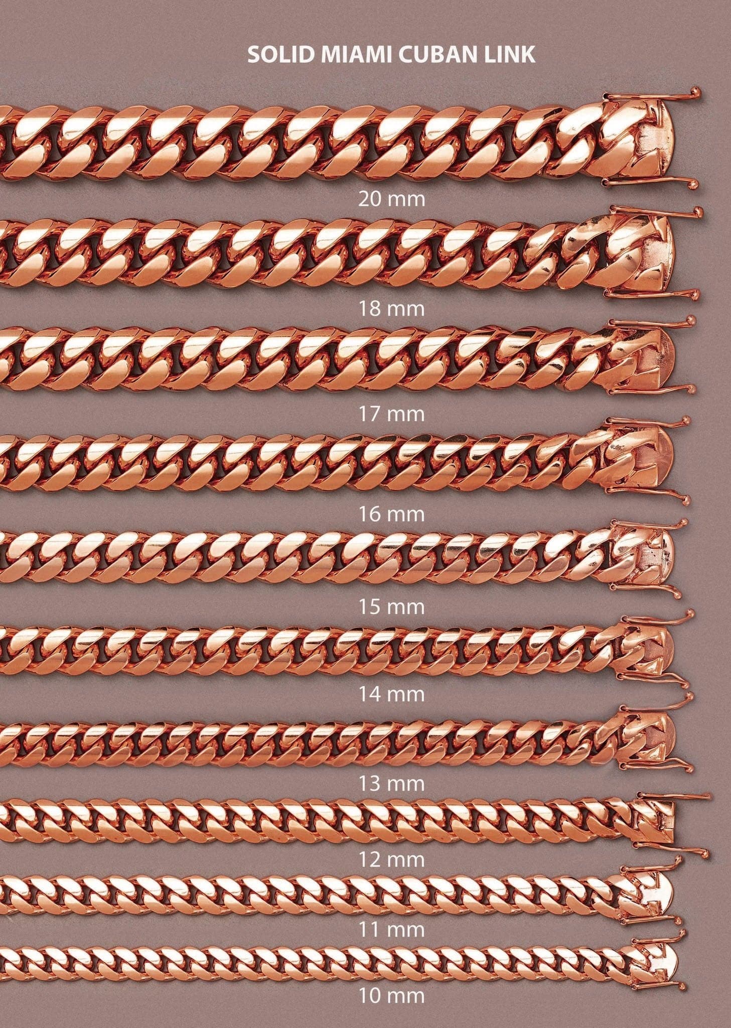 ヘビーソリッドローズゴールドマイアミキューバンリンクチェーン