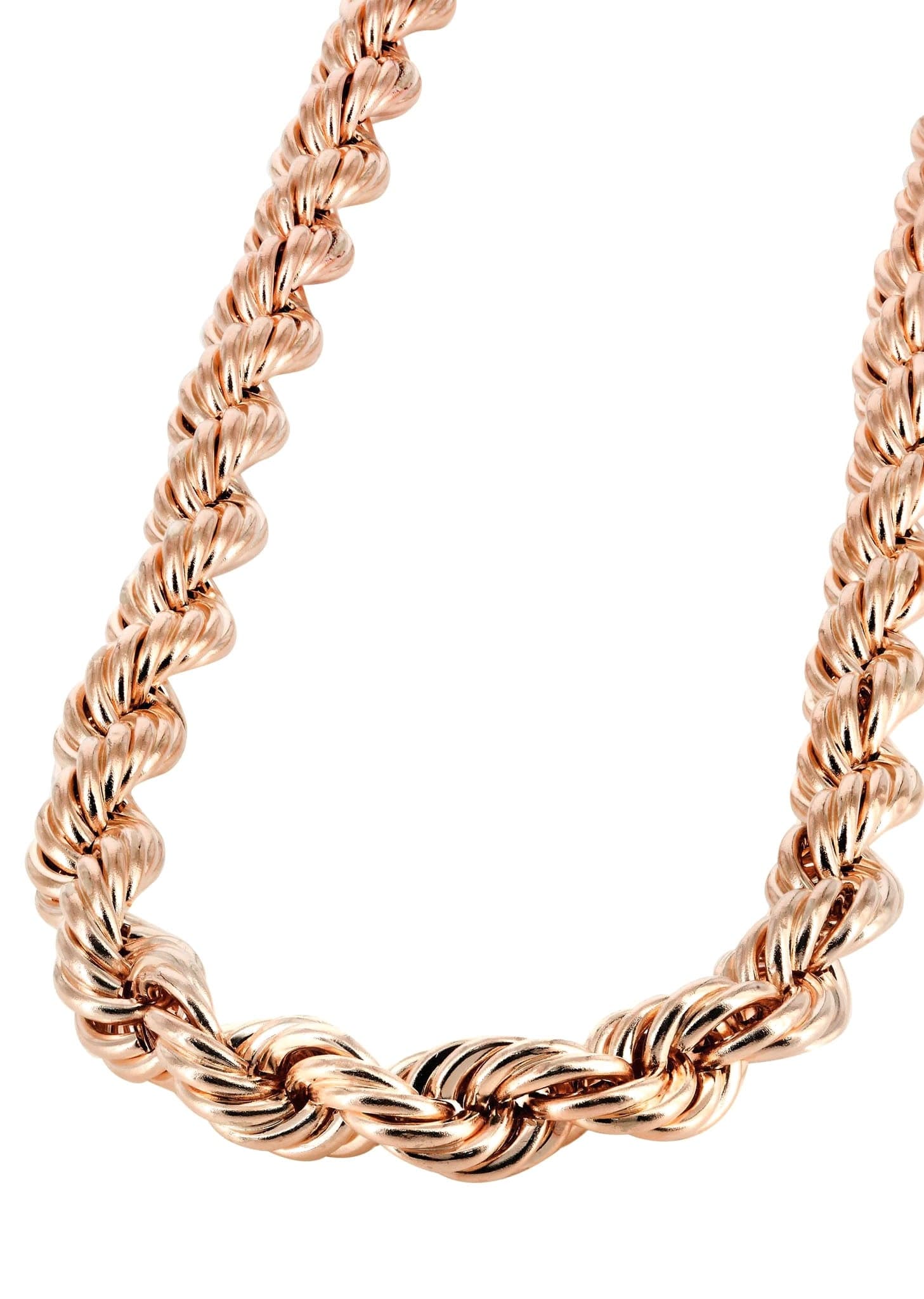 Semi Solid Mens Rope Chain 14K Rose Gold Chain