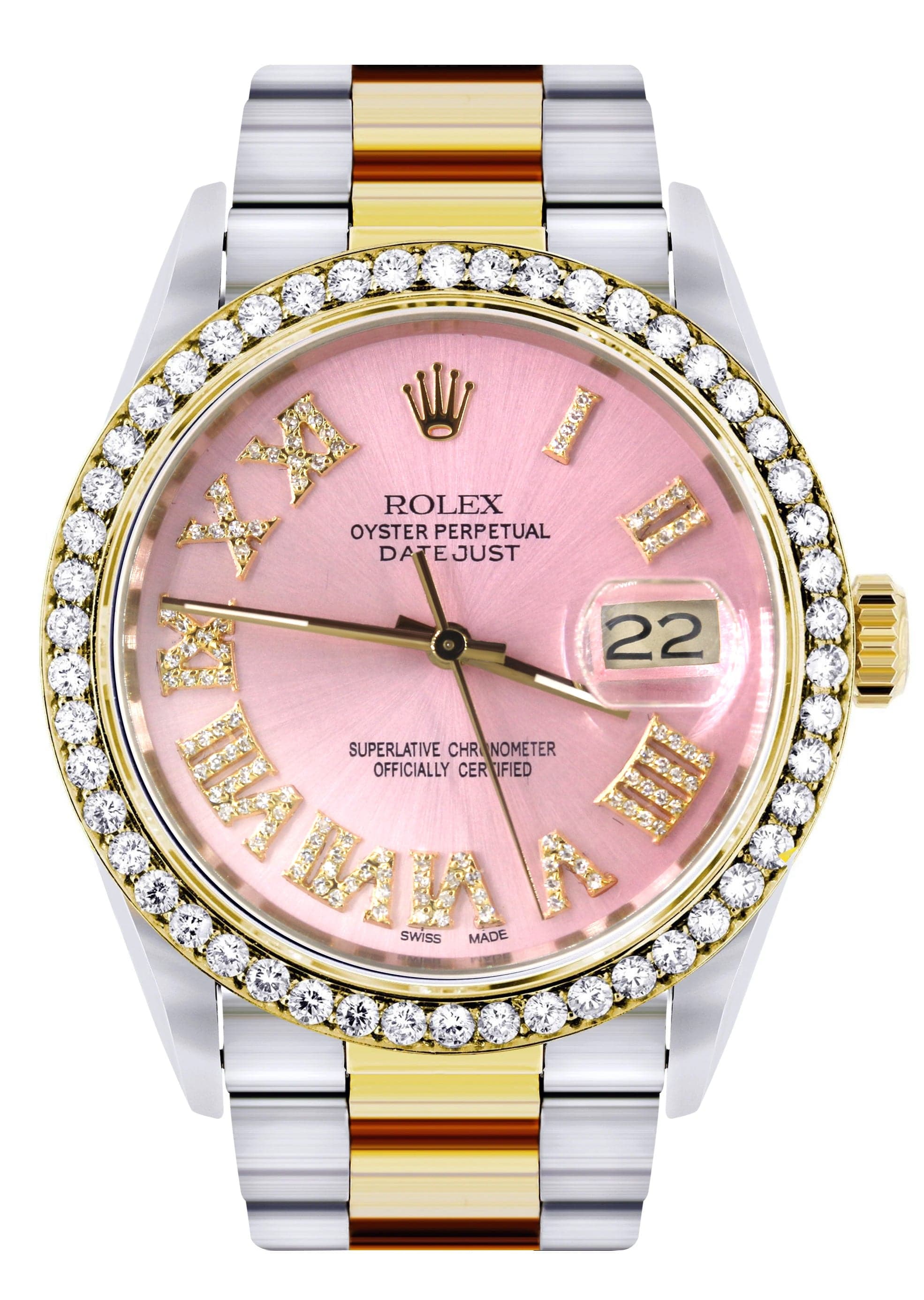 Zilveren Rolex Horloge Met Roze Binnenkant Goud Staal Rolex