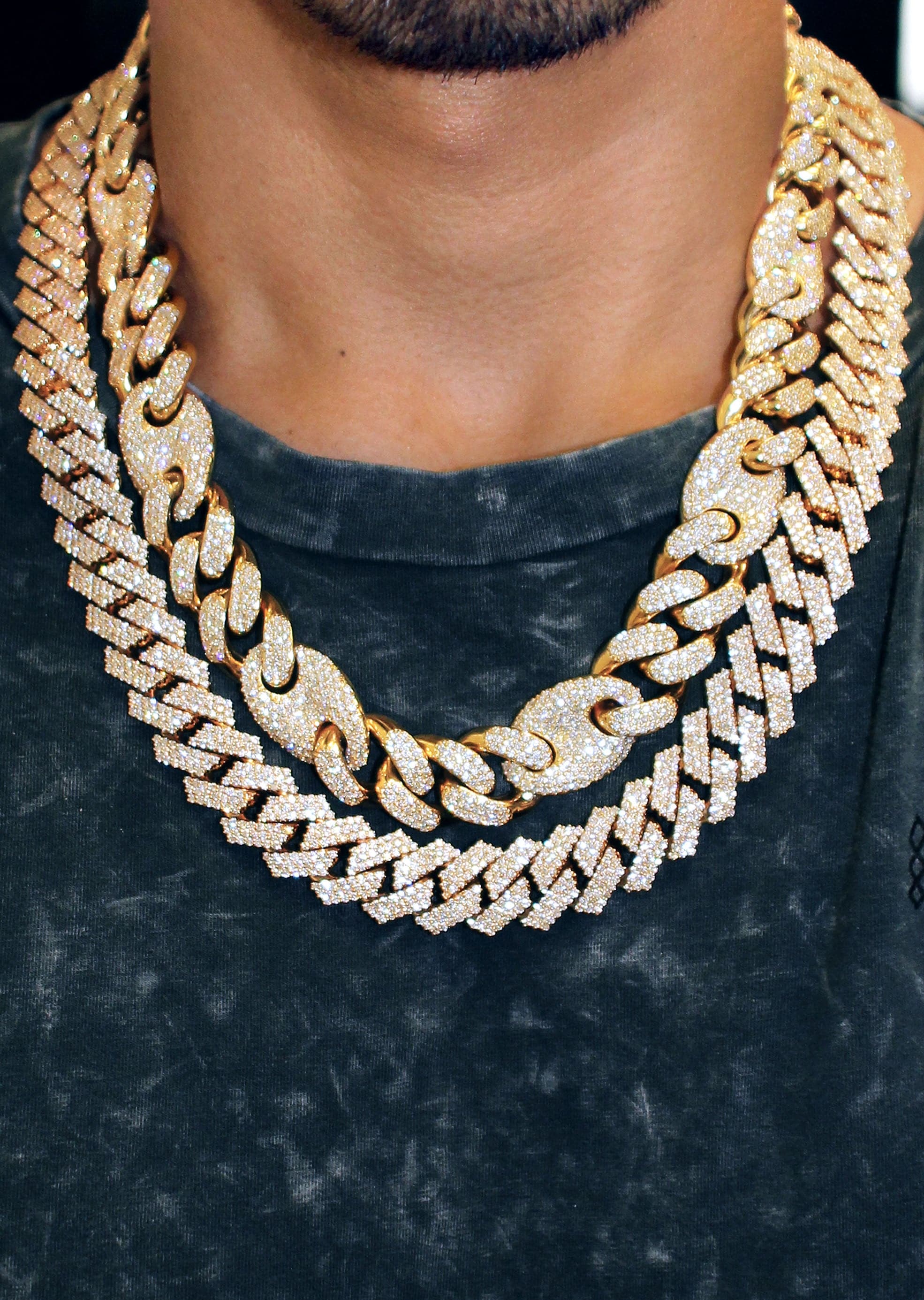 Diamond Miami Cuban Link Chain 17 MM Gucci Puff Cuban Chain 18