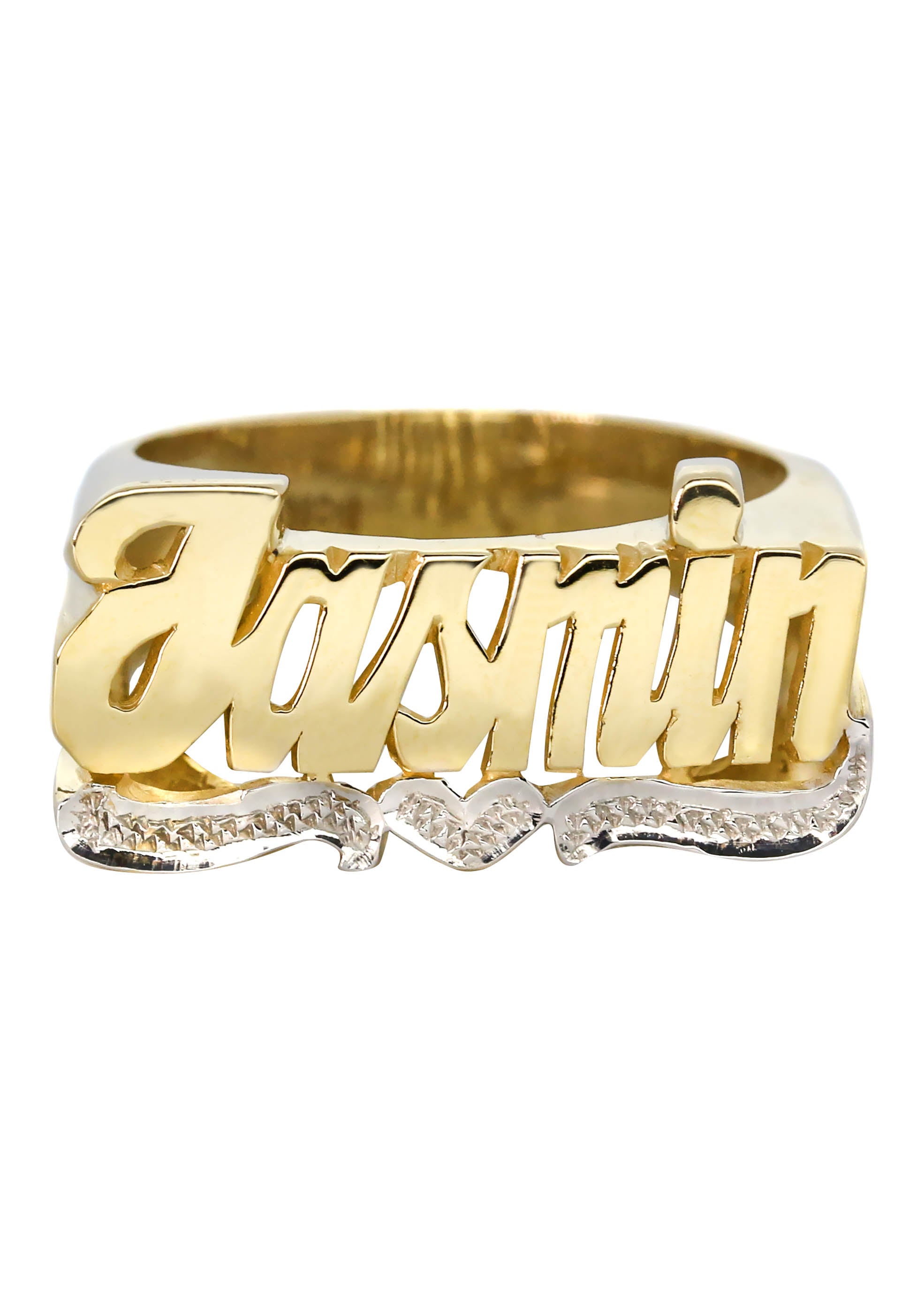 14K Diamond Cut Gold Name Ring Grams