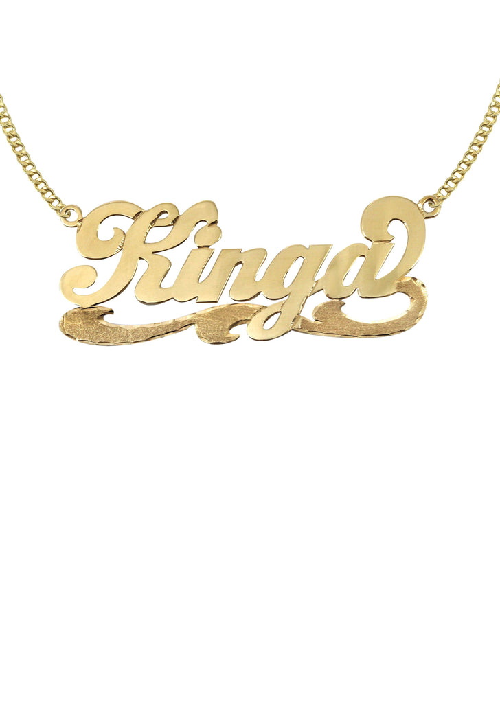 14K Ladies Plain with Diamond Cut Name Plate Necklace | Appx. 7.4 Grams Name Plate Manufacturer 16 