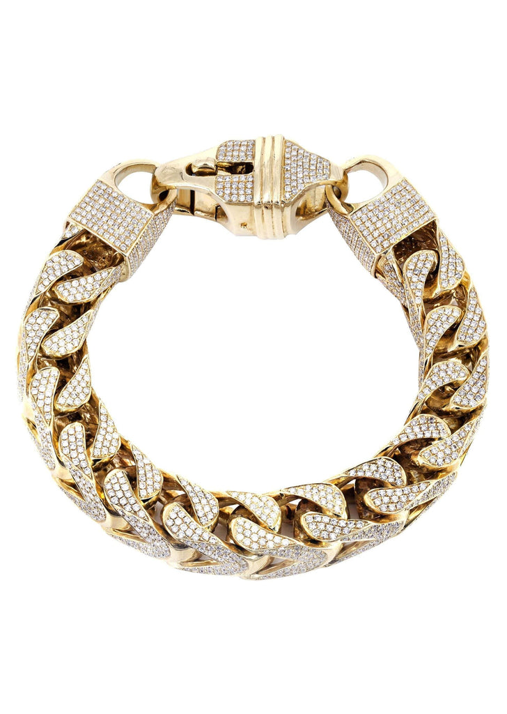 10K Diamond Franco Bracelet | 28.8 Carats | 14 mm Width Men’s Diamond Bracelets FROST NYC 