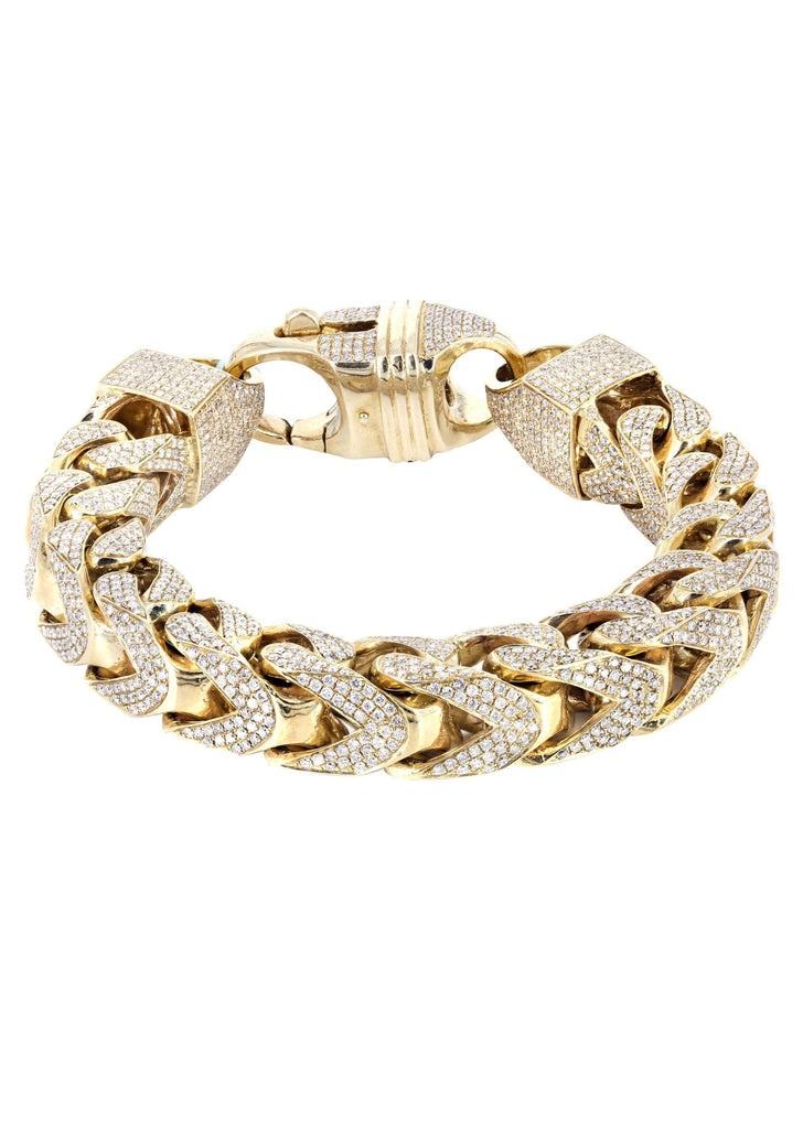 10K Diamond Franco Bracelet | 28.8 Carats | 14 mm Width Men’s Diamond Bracelets FROST NYC 