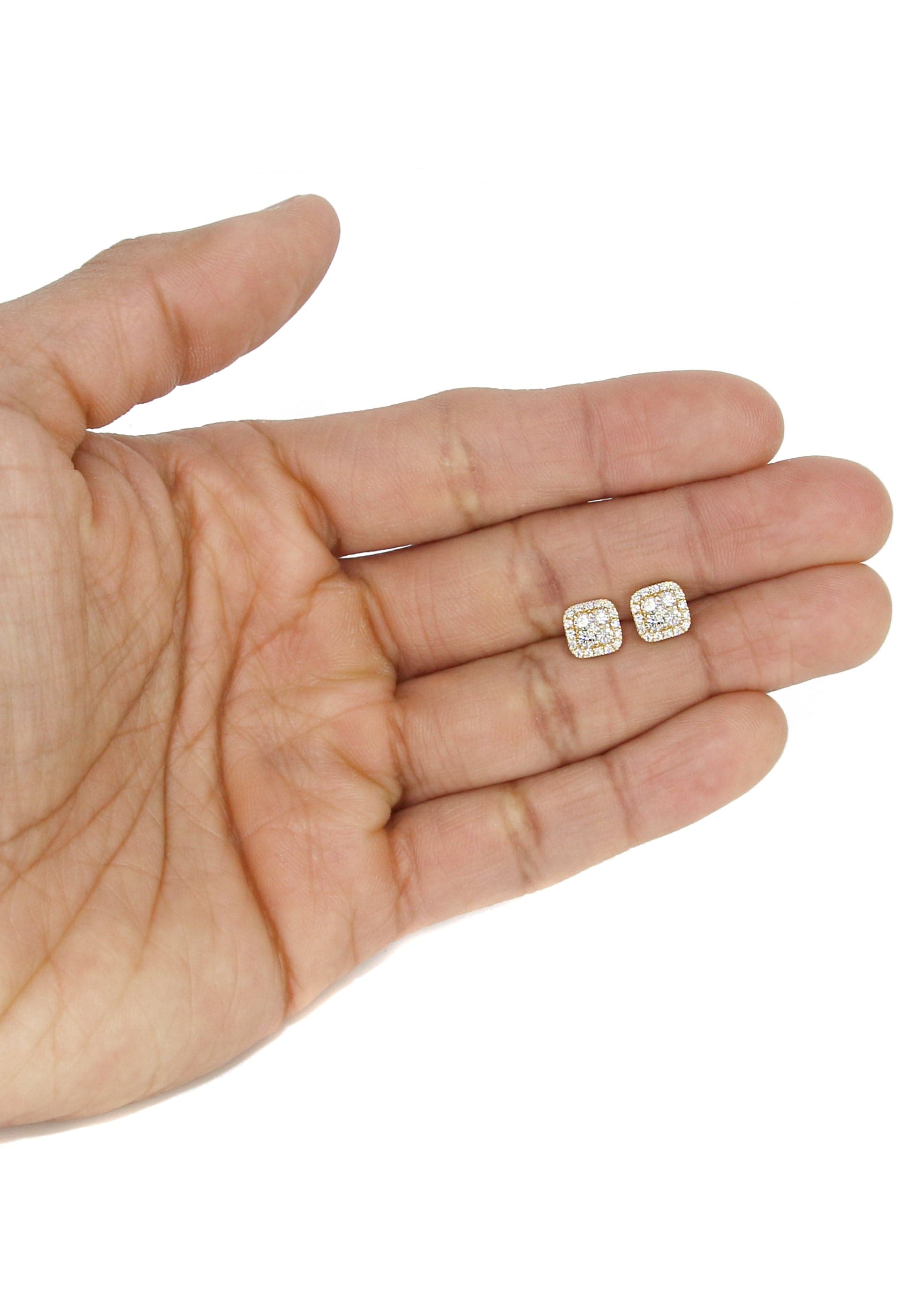 Mens Stud Diamond Earrings Carats 14K Yellow Gold - Main Image