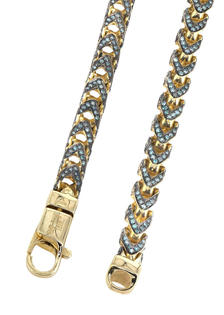 Franco Chain With Blue Diamonds | 11.96 Carats | 6 Mm Width | 24 Inch Length MEN'S CHAINS FROST NYC 