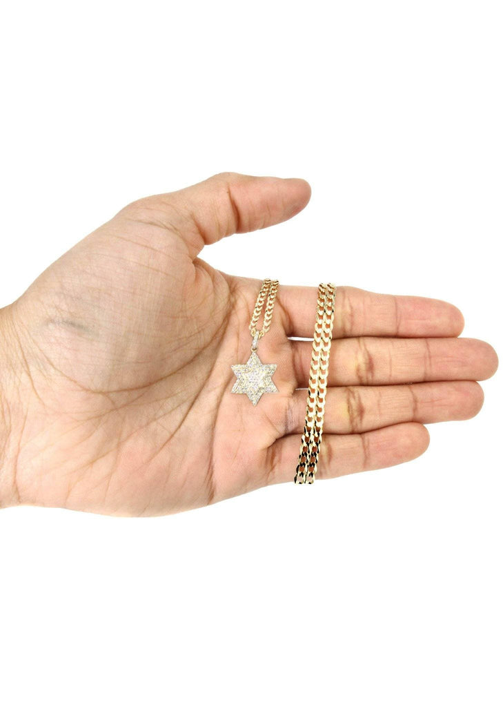 10K Yellow Gold Star Diamond Pendant & Cuban Chain | 0.68 Carats Diamond Combo FROST NYC 