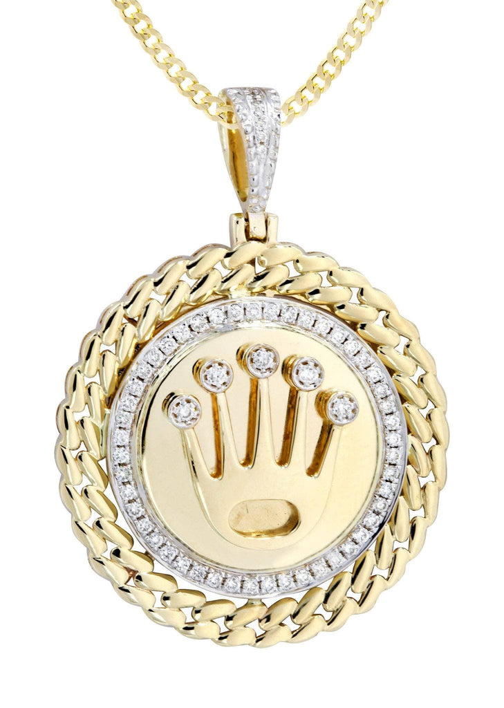 10K Yellow Gold Crown Diamond Pendant & Cuban Chain | 0.4 Carats Diamond Combo FROST NYC 