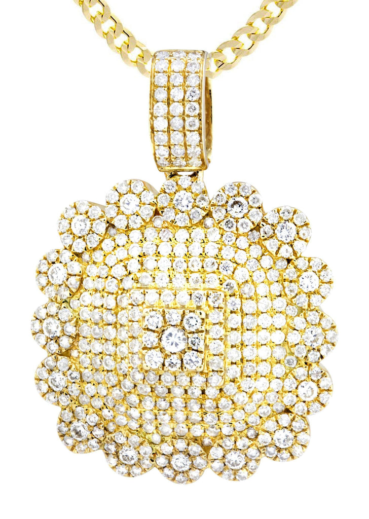 10K Yellow Gold Dog Tag Pendant & Cuban Chain | 2.35 Carats diamond combo FrostNYC 