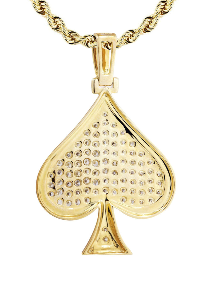 10K Yellow Gold Spades Pendant & Rope Chain | 1.46 Carats diamond combo FrostNYC 