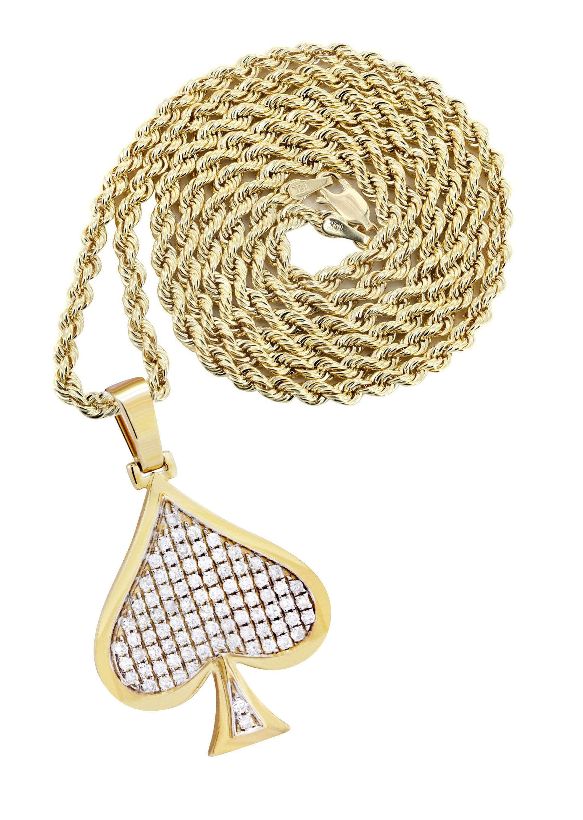 10k Oro Giallo 4mm Taglio Diamante Corda Italiano Catena Ciondolo