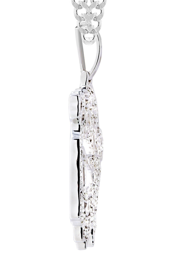 10K White Gold 3D Jesus Head Pendant & Cuban Chain | 0.67 Carats diamond combo FrostNYC 