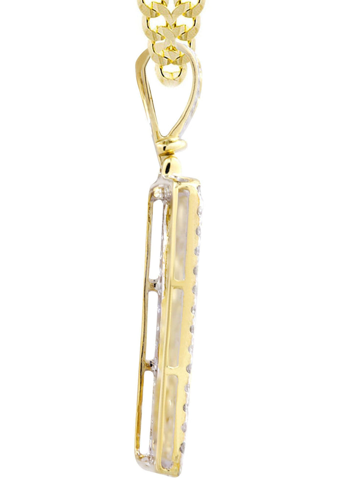 10K Yellow Gold Nugget Dog Tag Pendant & Cuban Chain | 0.84 Carats diamond combo FrostNYC 