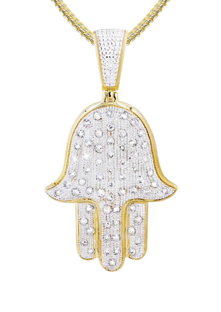 10K Yellow Gold Hamsa Diamond Necklace | 1.09 Carats – FrostNYC