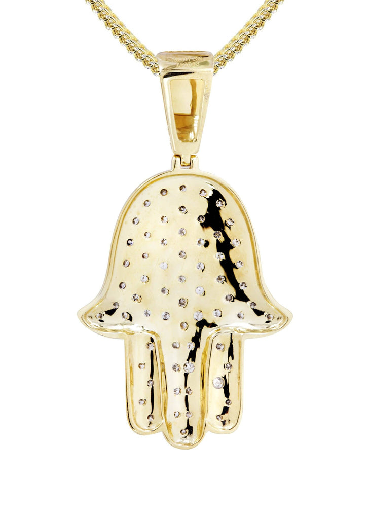 10K Yellow Gold Hamsa Pendant & Franco Chain | 1.09 Carats diamond combo FrostNYC 