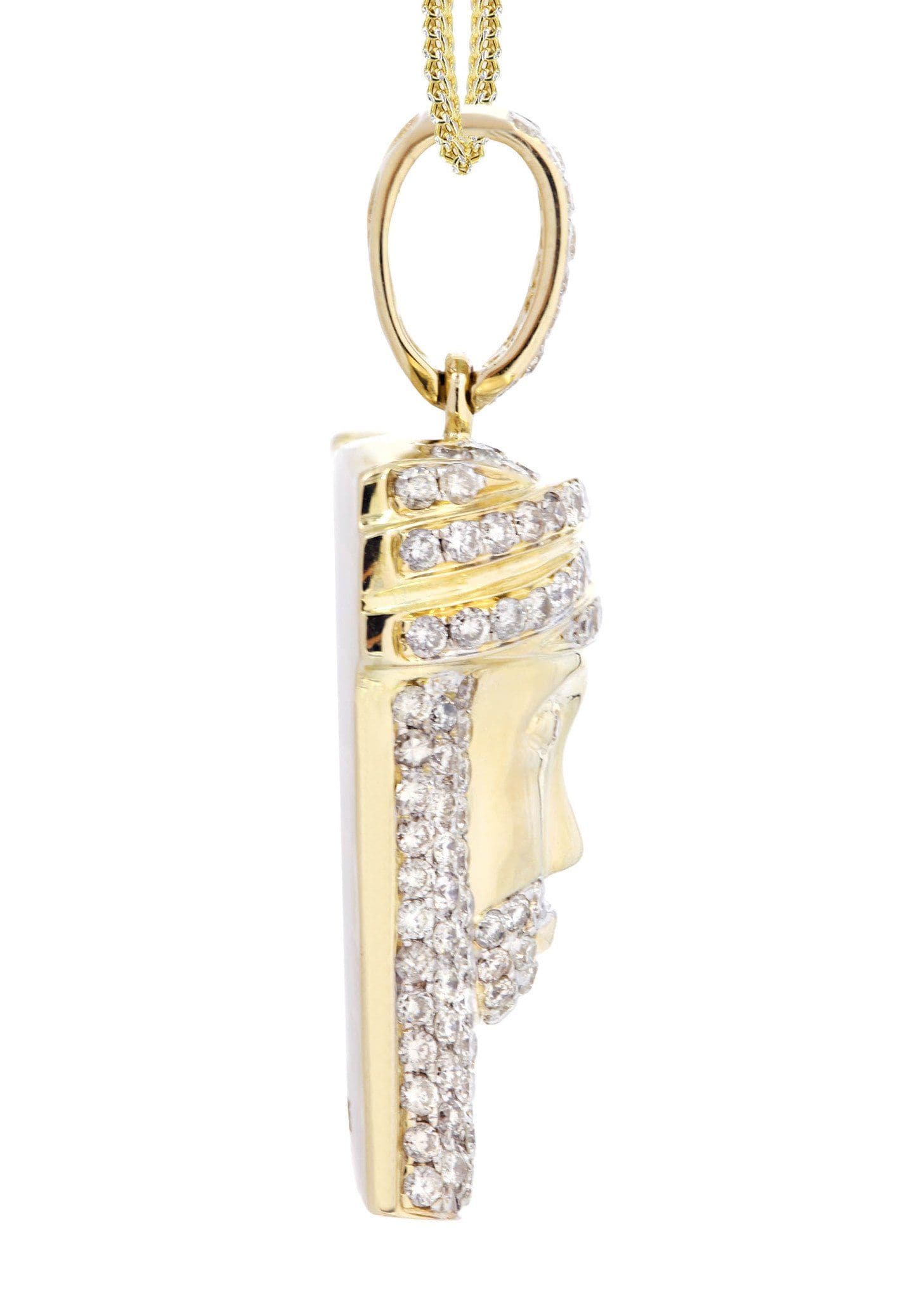 10K Yellow Gold Jesus Head Diamond Necklace | 2.35 Carats