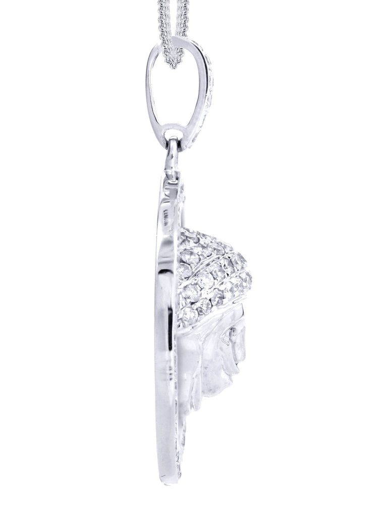 14 White Gold Medusa Diamond Pendant & Franco Chain | 1.5 Carats Diamond Combo FROST 