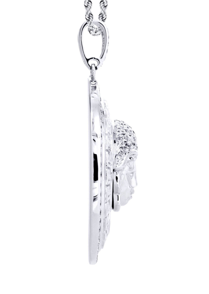 10 White Gold Medusa Diamond Pendant & Rope Chain | 1.37 Carats Diamond Combo FROST 