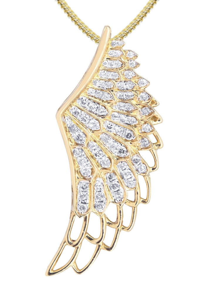 10K Yellow Gold Angel Wing Diamond Pendant & Franco Chain | 0.82 Carats Diamond Combo FROST NYC 