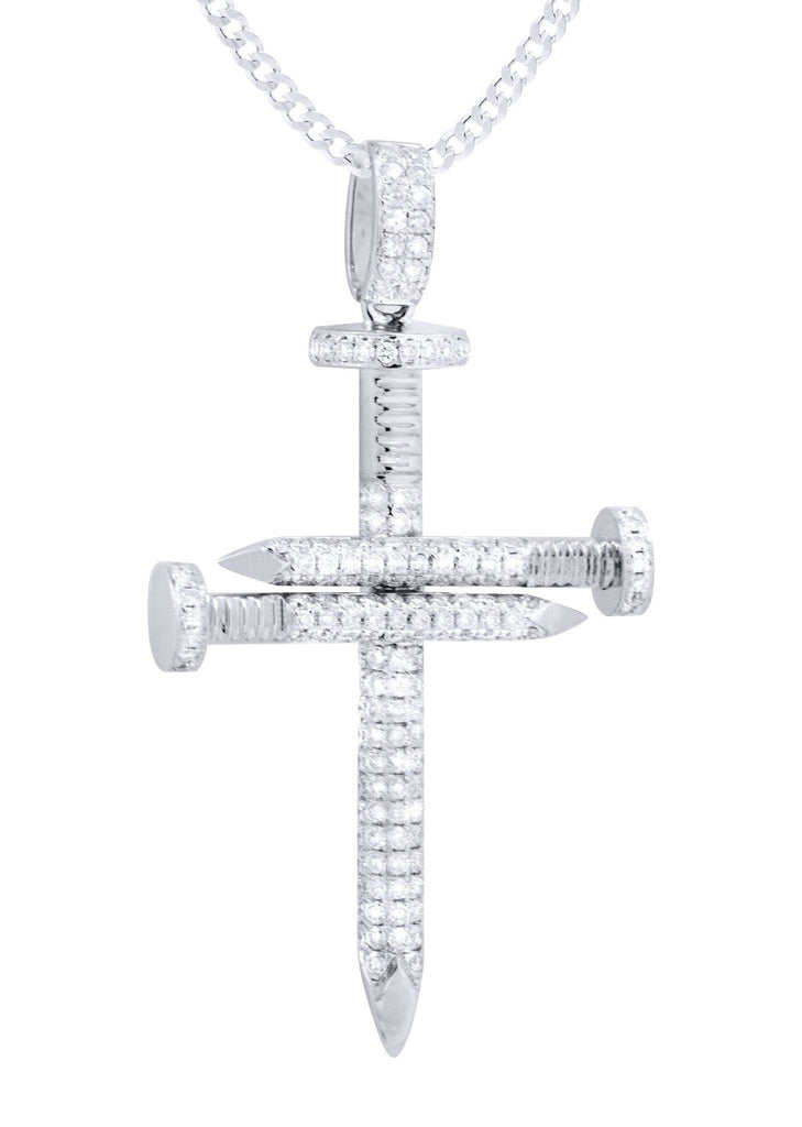 14K White Gold Diamond Cross Necklace Carats