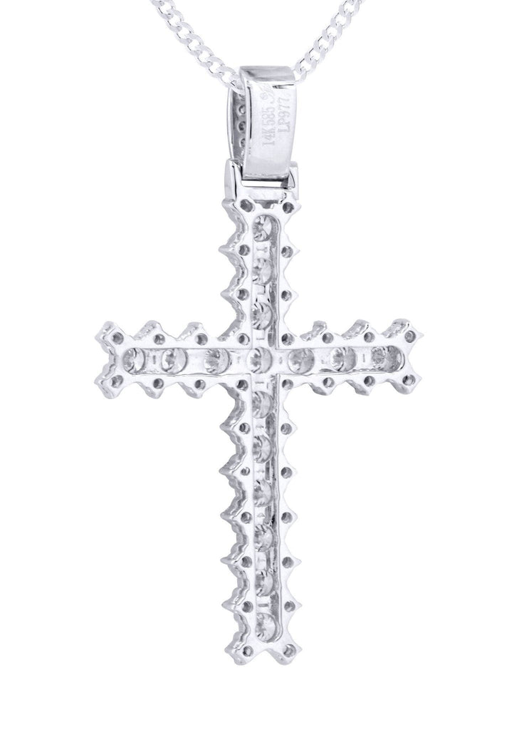 14K White Gold Cross Diamond Pendant & Cuban Chain | 1.86 Carats Diamond Combo FROST NYC 
