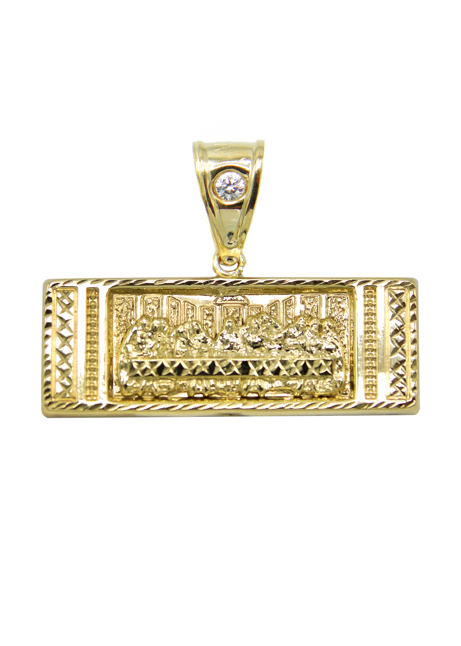 10K Gold Last Supper Pendant Customizable Size