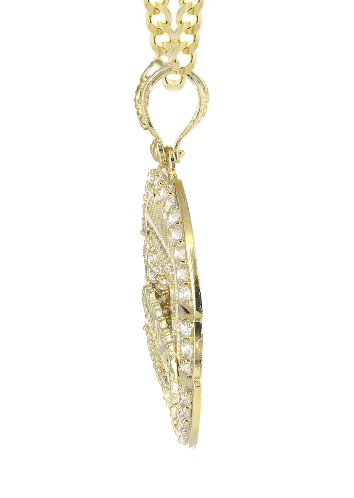 Round Pharaoh Head Cz Pendant 14k Gold Plated w/ 24 Rope Chain Hip Hop Round Pharaoh Head Cz Pendant 14k Gold Plated w/ 24 Rope Chain Hip Hop