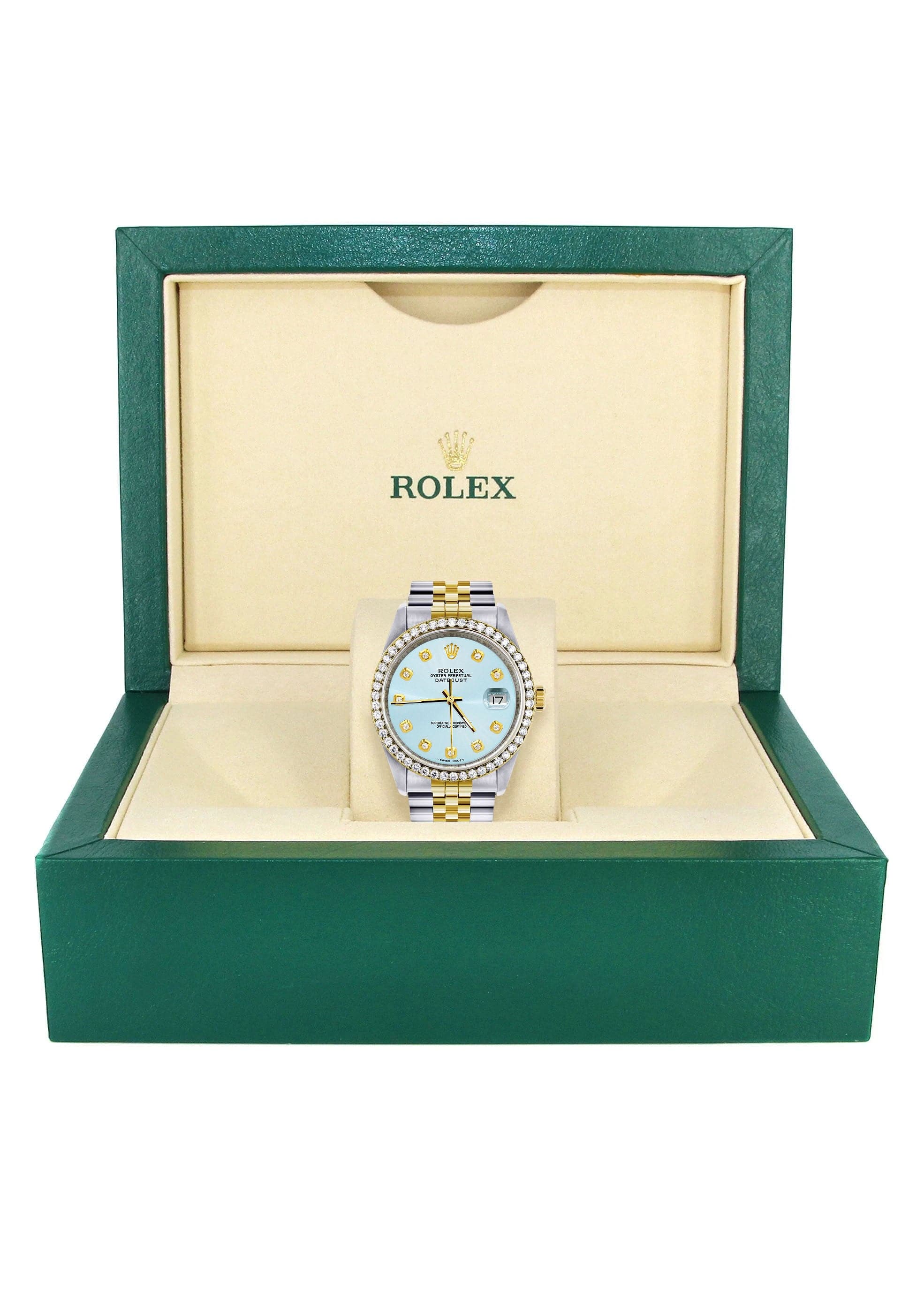 Gold Rolex Datejust Watch 16233 Two Tone for Men | 36Mm | Light Blue D