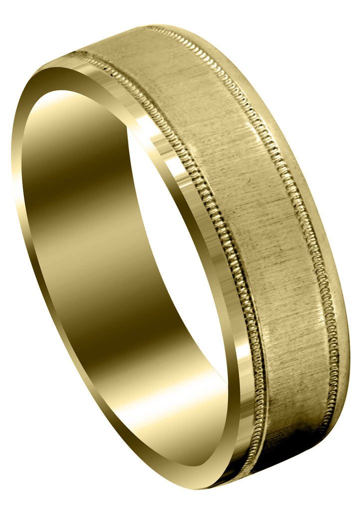 Yellow Gold Carved Simple Mens Wedding Band | Cross Satin Finish (Gabriel) Yellow Wedding Band FrostNYC 