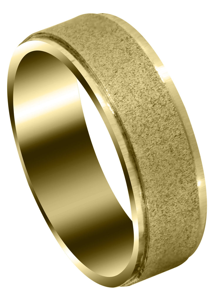 Yellow Gold Carved Simple Mens Wedding Band | Wire Matt Finish (Jayden) Yellow Wedding Band FrostNYC 