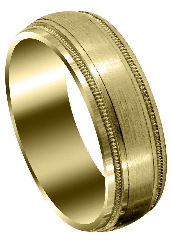 Yellow Gold Carved Simple Mens Wedding Band | Satin Finish (Oliver) Yellow Wedding Band FrostNYC 