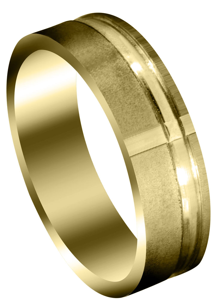 Yellow Gold Carved Religious Mens Wedding Band | Stone Finish (David) Yellow Wedding Band FrostNYC 