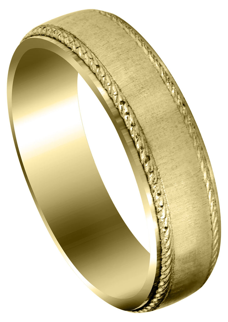 Yellow Gold Basic Carved Celtic Mens Wedding Band | Cross Satin Finish (Evan) Yellow Wedding Band FrostNYC 