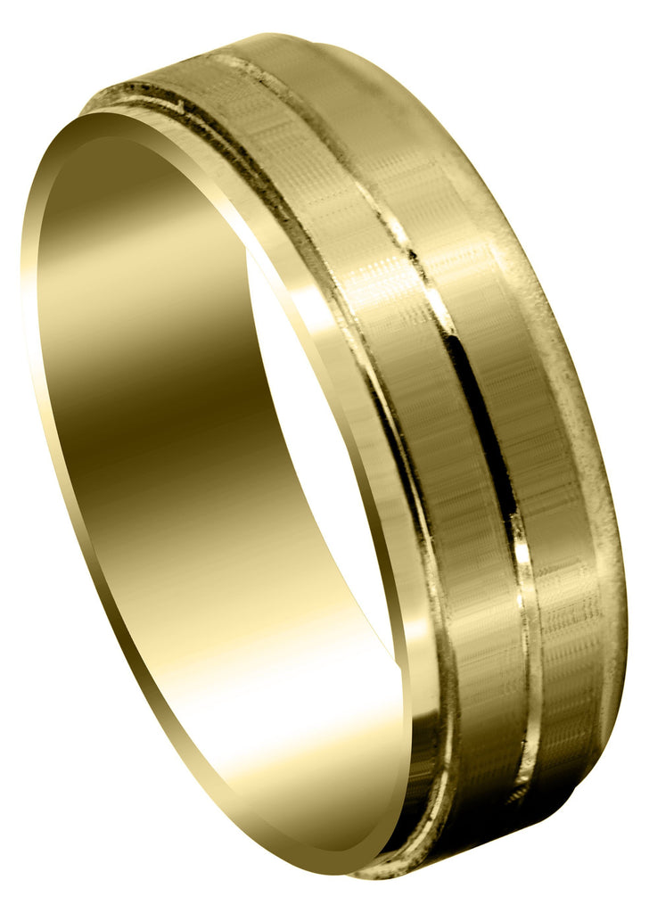 Yellow Gold Basic Carved Celtic Mens Wedding Band | Satin Finish (Lincoln) Yellow Wedding Band FrostNYC 