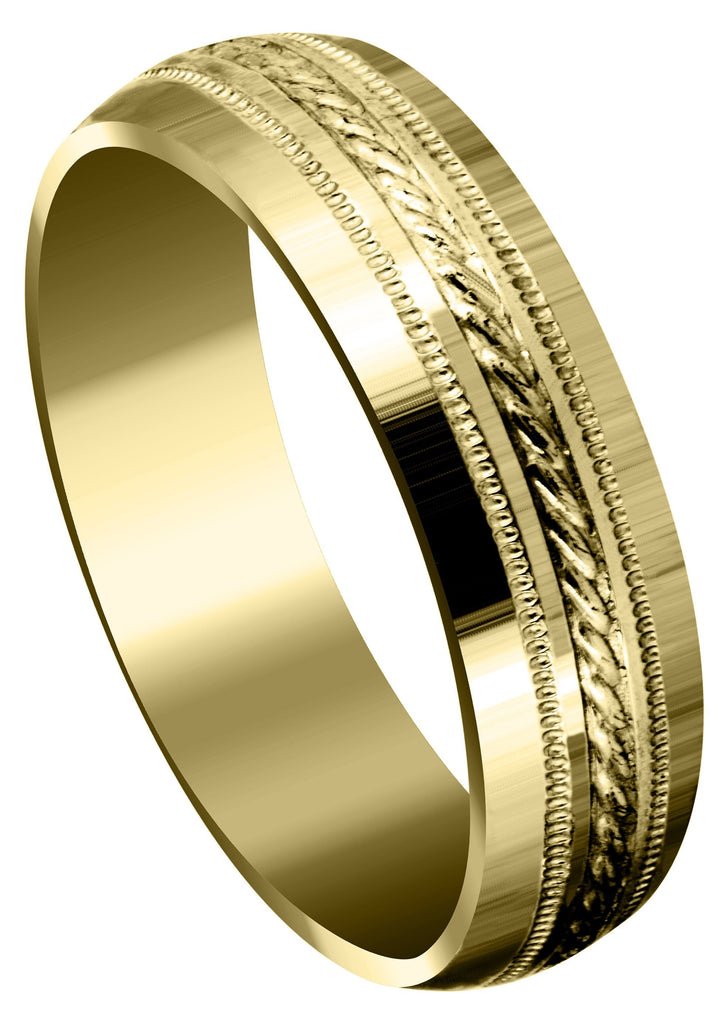 Yellow Gold Basic Carved Celtic Mens Wedding Band | Satin Finish (Angel) Yellow Wedding Band FrostNYC 