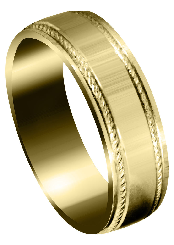 Yellow Gold Basic Carved Celtic Mens Wedding Band | Wire Matt Finish (Brayden) Yellow Wedding Band FrostNYC 