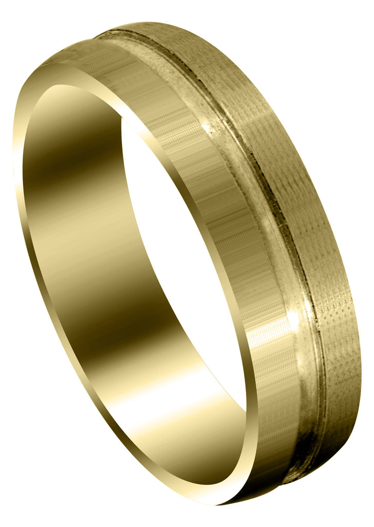 Yellow Gold Carved Simple Mens Wedding Band | Satin Finish (Matthew) Yellow Wedding Band FrostNYC 