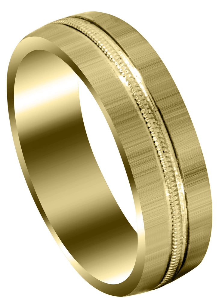 Yellow Gold Carved Simple Mens Wedding Band | Cross Satin Finish (Logan) Yellow Wedding Band FrostNYC 