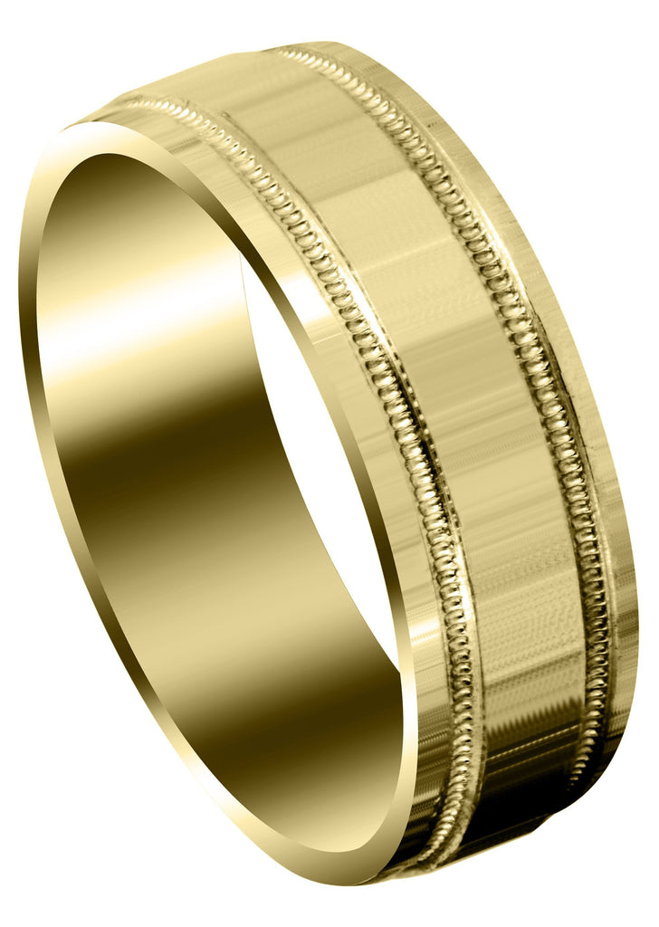 Yellow Gold Carved Simple Mens Wedding Band | High Polish Finish (Michael) Yellow Wedding Band FrostNYC 