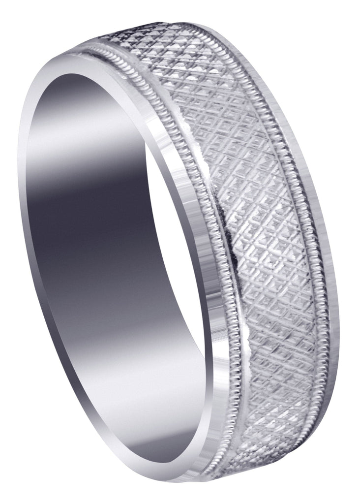 Fancy Carved Contemporary Mens Wedding Band | Diamond Cut Finish (Christopher) Wedding Band FrostNYC 