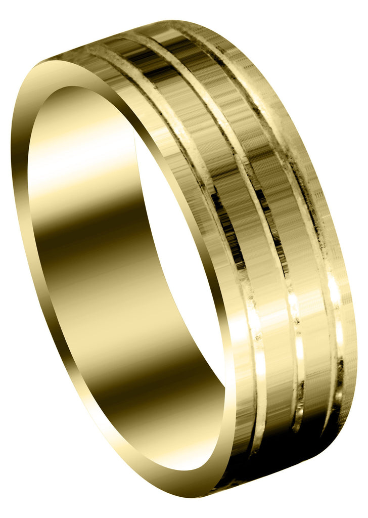 Yellow Gold Carved Simple Mens Wedding Band | Satin Finish (Liam) Yellow Wedding Band FrostNYC 