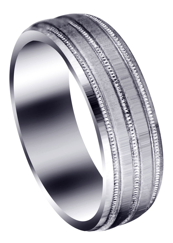 Carved Simple Mens Wedding Band | Cross Satin Finish (Noah) Wedding Band FrostNYC 